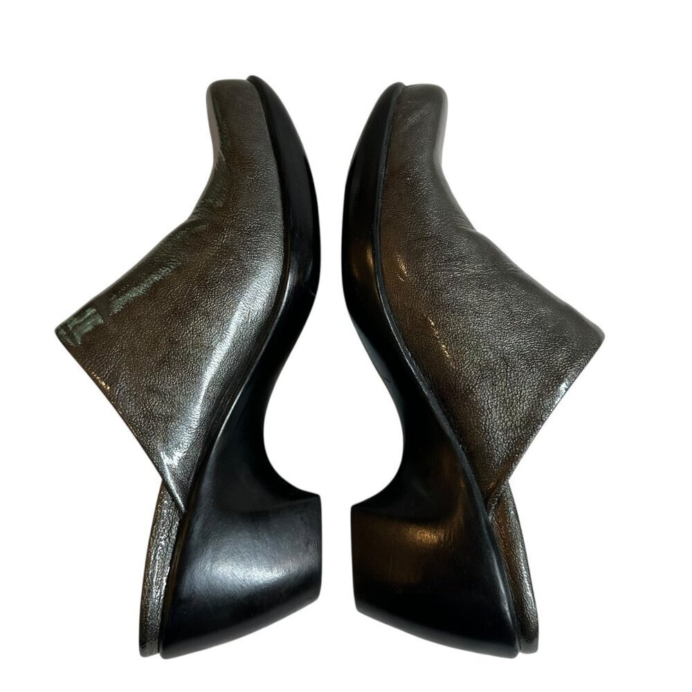 NAOT Pewter Gray Patent Leather Mid Heel Clogs Size 39 - Picture 4 of 9